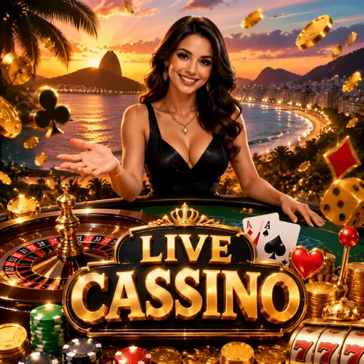 Dealer ao vivo conduzindo uma mesa de cassino com cartas e roleta em transmissão HD