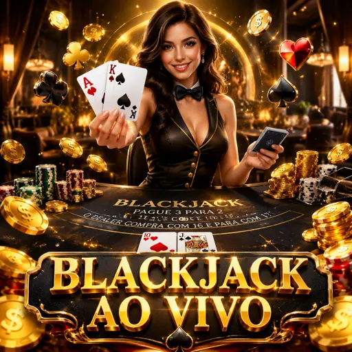 Mesa de blackjack ao vivo com cartas distribuídas por dealer profissional